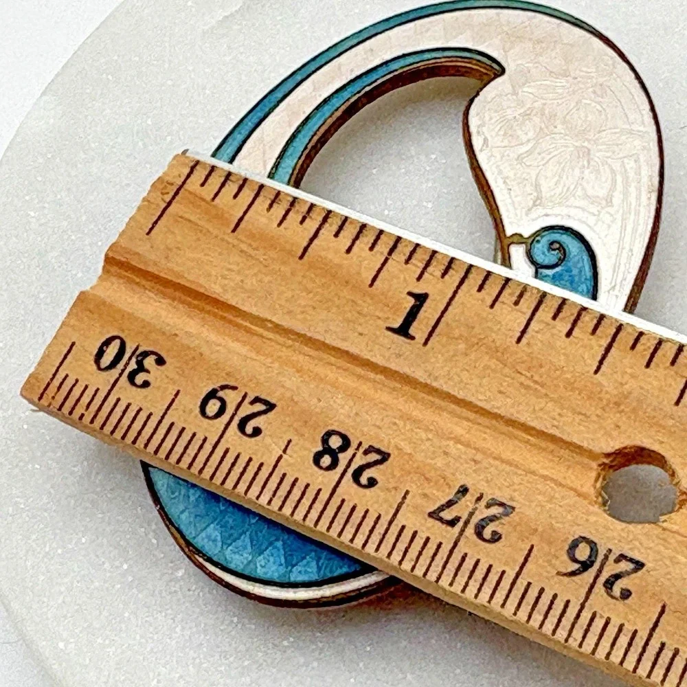 Vintage Guilloche Enamel Sash Pin Brooch Blue White Art Nouveau Unsigned